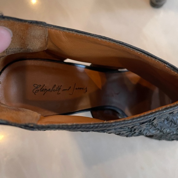 Elizabeth and James Black Leather Wedge Sandals w/ back Zipper. Booties 9B - Picture 8 of 9